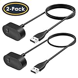 QIBOX Compatible Fitbit Inspire HR Charger, 2-Pack Inspire HR Charging Cable Clip Accessories Replacement USB Charging Cord Dock Stand for Fitbit Inspire Smartwatch (1.1 Ft+3.3Ft)