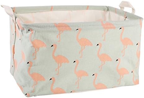 Storage Bin Toy Basket Collapsible Box Chest Organizer Water-resistant, Great for Bedroom, Closet, Kid's Toys, & Laundry, Gift Baskets (Green Flamingo)