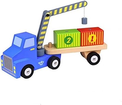 Container Loader Wooden Toy Set With 2 Containers and 1 Semi-Trailer Truck