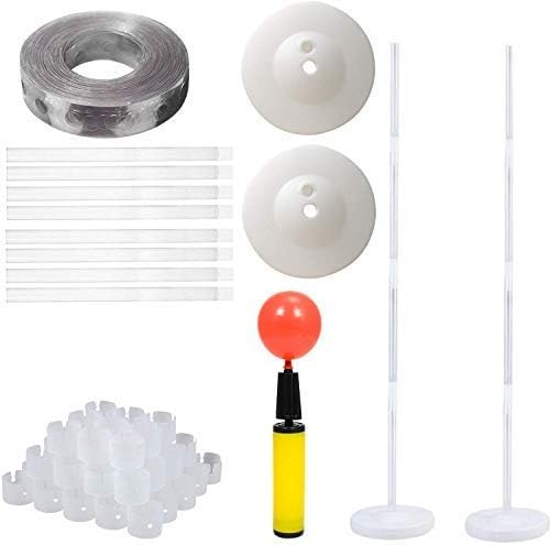 2 Set Balloon Column Base and Pole with Free Balloon Strip, Balloon Rings & Pump .4 Feet High Balloon Tower for Party & Event Decoration.