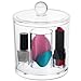 Acrylic Cotton Balls Qtip Holder - clear bathroom decor apothecary canister jar dispenser & organizer with lid for vanity! Container for food candy & swab q tips makeup for easy cosmetic organization!
