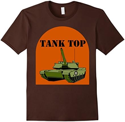 Men's Funny Pun "Tank Top" T-Shirt with Armored Military Tank XL Brown