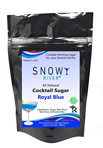 Snowy River Royal Blue Cocktail Sugar - Kosher Certified All Natural Colored Royal Blue Cocktail Rimmer (Medium Crystal)