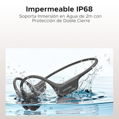 DOOGEEEco Swimming Headphones IP68, Waterproof Bone Conduction Headphones Bluetooth 5.4, 64 GB MP3, 10 h Battery, for Swimming, Running, Gym, Water Sports and Training, Dark Grey