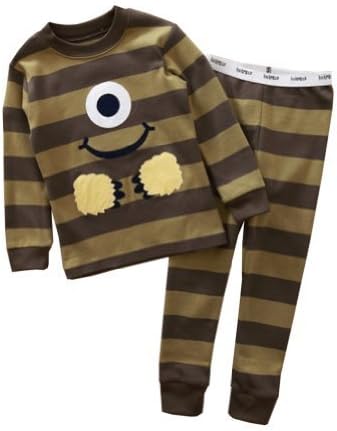 Little Wardrob Unisex-Baby Printed Monster Pyjama Long Sleeve Brown 5-6Years