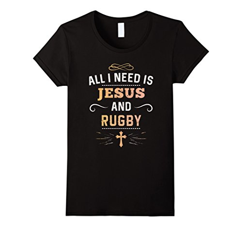Womens All I Need Is Jesus And Rugby Shirt : Player Stuff Lover AF Large Black