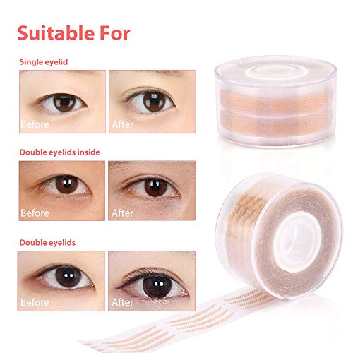 Eye Tape.Invisible Waterproof Double Eyelid Tape,2400pcs One Side Instant Lift Double Eyelid Sticker Dup Eyelid Tape Adhesive Magic Charm Big Eye Fiber(4 Roller+Fork Rods) - Thumbnail 2
