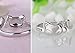 Creativelife Women's S925 Sterling Silver Cute Cat Women Open Ring,Adjustable