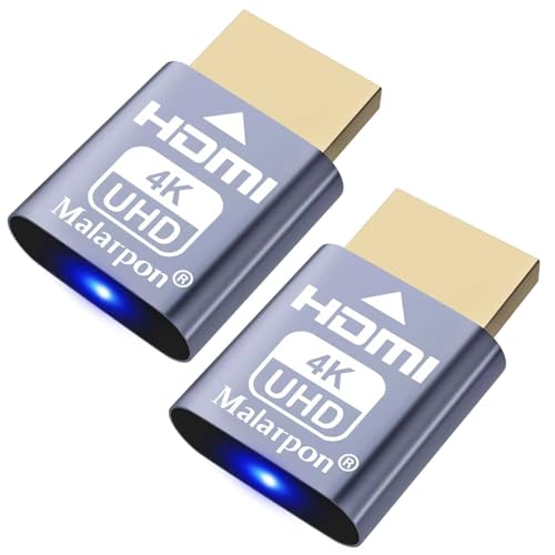 Malarpon HDMI Dummy Plug fit-Headless Display Emulator DDC EDID Headless Ghos with Windows Mac OSX Linux Great for Graphics Acceleration Support 3840x2160@60Hz 2P
