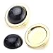 BEADNOVA 5 Pcs 12mm Natural Black Agate Beads Semiprecious Stone Gemstone Round Flat-Back Cabochons Beads Fashion Jewelry Beads Findings Set With Free Jewelry Packing Box