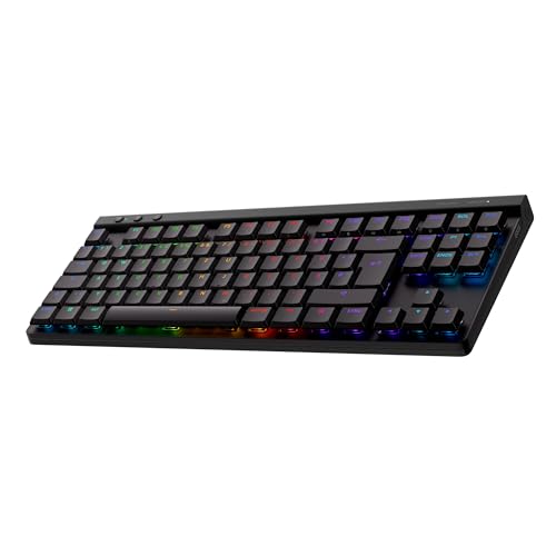 Logitech G G515 Lightspeed TKL kabellose Flache Gaming-Tastatur, LIGHTSYNC RGB, dünnes Profil ohne Ziffernblock, PBT-Tastenkappen, lineare mechanische Switches, Deutsches QWERTZ-Layout - Schwarz