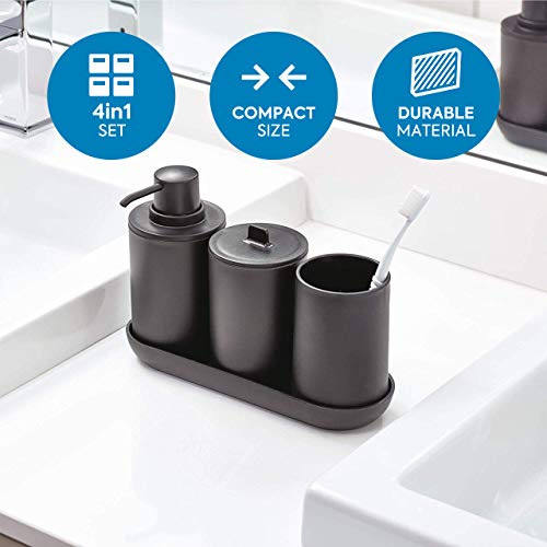 iDesign Cade 4-Piece Bathroom Accessory Set, Matte Black