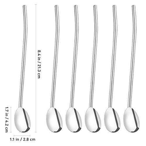 BESTonZON 6 Stück Edelstahl Herzform Metall Trinkhalm Wiederverwendbare Strohhalme Cocktail Löffel Set (Ovale Form) – Bild 3