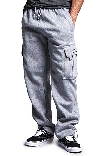 G-Style USA Men's Solid Fleece Cargo Pants DFP2 - GREY - 2X-Large