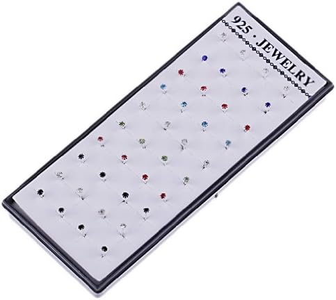 JTC Pack of 20 Pairs / 40 Pcs Mixed Design Ladies Jewellery Crystal Ear Stud Earrings With Rubber Earring Back Stoppers (13# Mix)