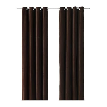 Ikea Sanela Curtains 1 Pair Dark Brown 140x300 Cm Amazon Co