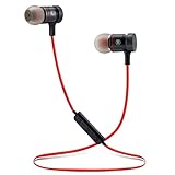 Bluetooth Headphones Sports Wireless Earbuds Sweatproof Headset Magnetic Attraction Stereo Earphones for Running Workout Gym Noise Cancelling Proshine (M-RED)