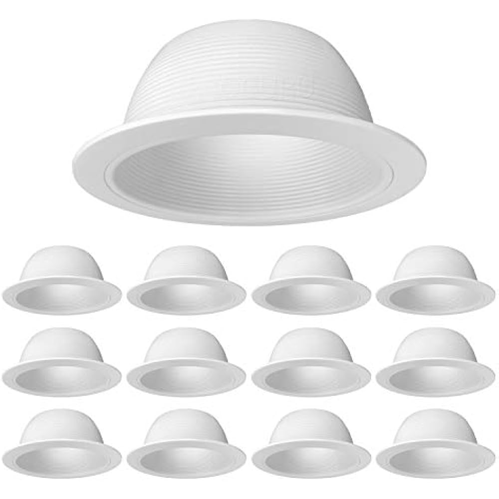 4Pack PROCURU 5 White Baffle Metal Trim for 5 Recessed Can Light White