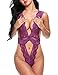 Avidlove Women Sexy Lingeries One Piece Babydoll Hollow Out Deep V Neck Lace Outfits Purple L