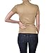 Stretch Short Sleeve Mock Neck Turtleneck Blouse Top Shirt (Beige)
