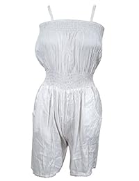 Mogul White Cotton Short Jumpsuits Beach Sun Dress Playsuit