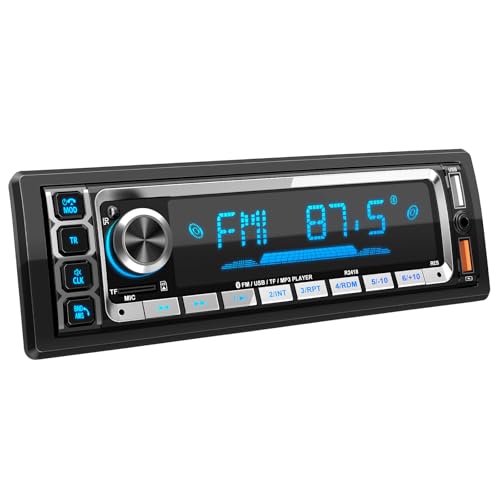 RDS Bluetooth 5.0 Handsfree Car Radio, Wistrue Car Stereo Bluetooth FM/AM Car Stereo 1 Din for Car, Support Handsfree 2USB/AUX/SD/TF/iOS Android