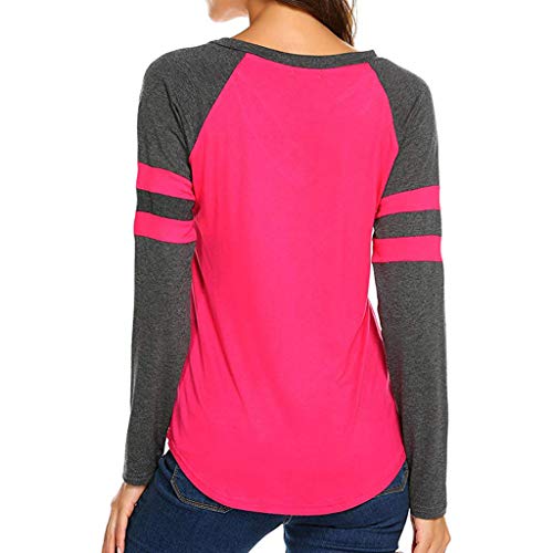 Mayunn Women's Sexy Long Sleeve V Neck Shirts Patchwork Cross Undershirts T-Shirt Blouse Tops - Thumbnail 4