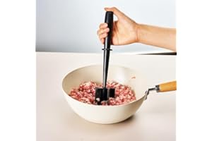Kitchen Meat Masher Tool, Black Manual Food Chopper for Ground Meat