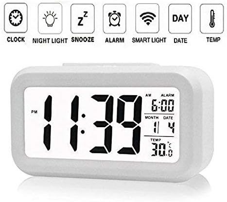 Clothsfab Smart Backlight Digital Alarm Clock for Bedroom with Automatic Sensor Backlight,Date & Temperature, Alarm Clocks for Bedroom, Digital Clock with Alarm,for Students,Desk,Table