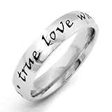 ELYA Stainless Steel 'True Love Waits' Script Ring (4.5 mm) - Sizes 4-11 Men's & Women's Sizes