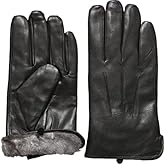 Brandilo Mens Rabbit Fur Lined Gloves in Luxurious Rabbit Fur Lining Sheepskin Gloves Camping Leather Gloves
