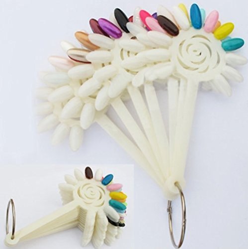 Nail Art Polish Fan Board Display Practice Sticks Flower Shaped Swatches Colour Palette (Natural)