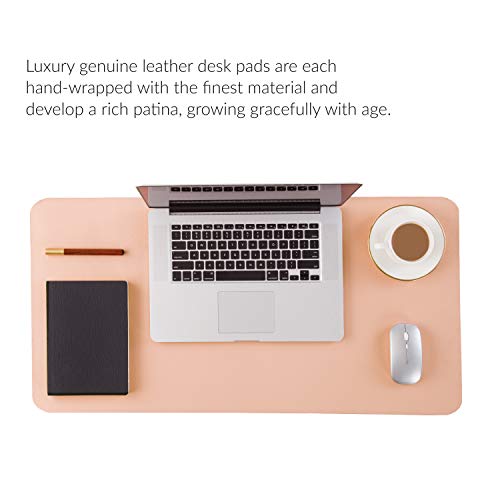 Homesure Genuine Leather Desk Pad (Pink, 17x35 inches) Waterproof & Genuine Leather - Desk Mat,Desk Blotter, for Office and Home on top of desks