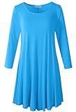 LARACE Women’s 3/4 Sleeve Casual Swing T-Shirt Dresses(3X, DeepSkyBlue)