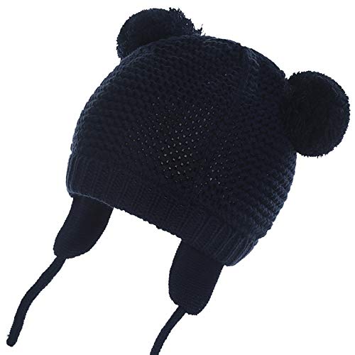 Baby Toddler Warm Beanie Hat Winter Earflap Knit Cap with Hair Ball