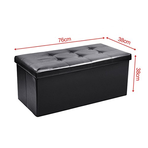 Nmch Storage Ottomans, 250lbs Load Capacity, PU Leather Premium Quality, Easy Installation, Living Room Rest Stool, Babies' Toys Stoarge Box, Bedroom Crate/Ottoman (763838Cm, Black) - Thumbnail 5