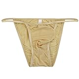 FEESHOW Men's Silky Bugle Pouch Tanga Briefs Bikini Underwear
