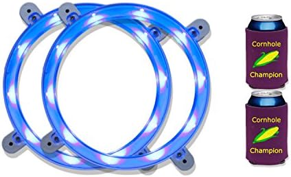 New Cornhole LED Lights - Brilliant Blue - Play Cornhole in the dark with Ultra Bright Set of 2 With Set of Custom Drink Holders for Winners - Extremely Bright and Durable, One Year Guarantee