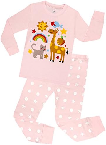 Girls Giraffe Pajamas Set Children Cotton Clothes Christmas Gift Pjs Size 2Y