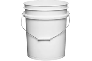 House Naturals 5 Gallon Premium HPDE Plastic Bucket - Made in USA Food Grade Storage Container, BPA Free All Purpose Pail (1, White)