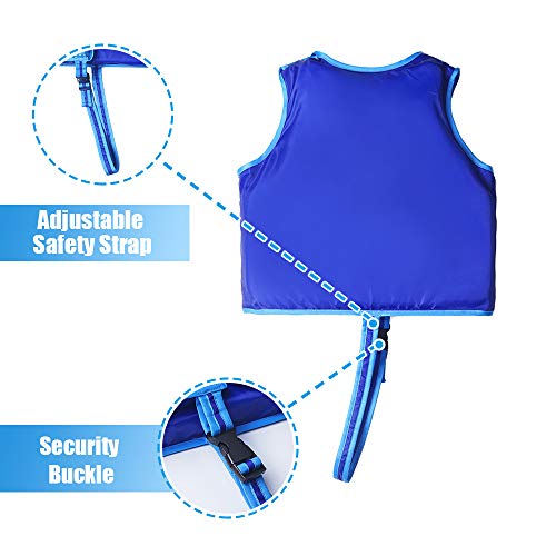 Megartico Kid's Life Jacket Dinosaur Swim Vest Buoyancy Swimwear Boys Swim Trainer Girls Adjustable Safety Strap - Zipper Aid Learn to Swim - Thumbnail 2