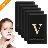 Ozazuco V Line Face Mask, 5 Pcs Double Chin Reducer Anti-Age Chin Up Mask V Line Lifting Mask Anti-Wrinkle V Shaped Slimming Face Mask Firming Moisturizing Chin Up Patch for Face Neck Chin.