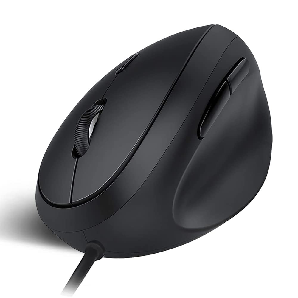 shoplease Wired Ergonomic Mouse, Optical Vertical Mouse with 3 Adjustable 800/1200/1600, 6 Buttons USB Computer Mouse