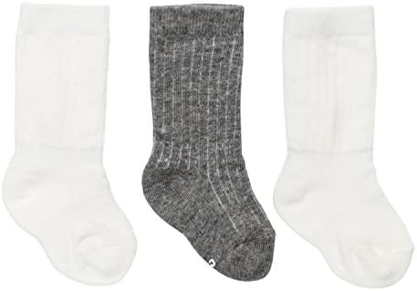 Cheski Baby Knee Socks Stay Put on Baby's Kicking Legs ~ Ribbed 3 Pairs