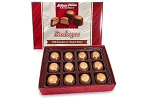 ANTHONY-THOMAS Anthony Thomas, Great Tasting Peanut Butter & Milk Chocolate Buckeyes in Regular Box, Deliciously Delightful Snacks (12 Count)