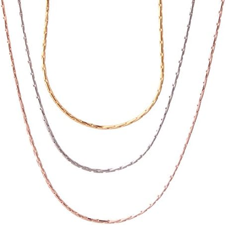 3pcs Mens Womens Stainless Steel Gold Rose Gold Silver Round Link Chain Necklace 18"-21" with Extender