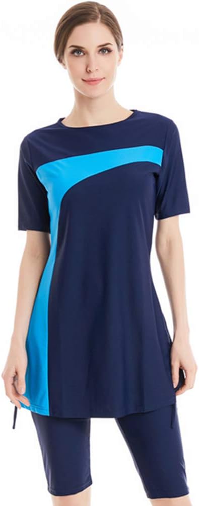 Modest Swimwear for Women's Rash Guard Short Sleeve Swimwear Modesty Swimming Costume Surfing Suit Burkini