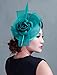 Fascigirl Sinamay Fascinator Hat Feather Party Pillbox Hat Flower Derby Hat for Women (X Green)