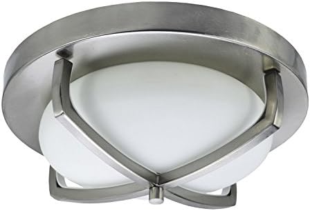 HomeSelects 6164 Industrial Chic Flush Mount Ceiling Light, Brushed Nickel with Opal Glass Globe, 12"L x 12"W x 4.5"H