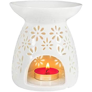 Ivenf Ceramic Tea Light Holder, Aromatherapy Essential Oil Burner, Great Decoration for Living Room, Balcony, Patio, Porch and Garden, Vase Shape